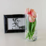 Real Touch Yellow-Orange Tulips Cylinder Arrangement - Flovery