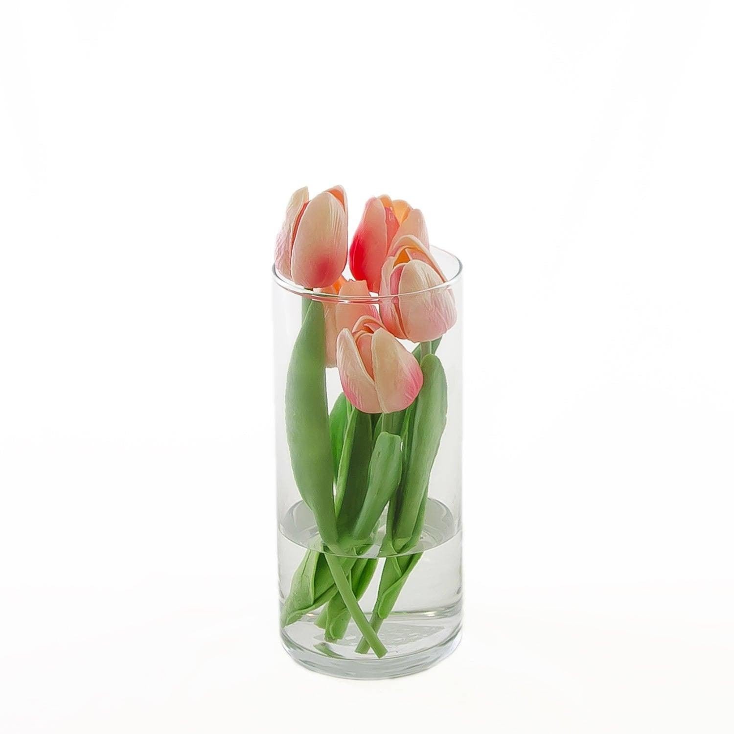 Real Touch Yellow-Orange Tulips Cylinder Arrangement - Flovery