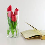 Real Touch Red Tulips Cylinder Arrangement