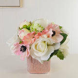 Real Touch White Orlane Roses Poppies Hydrangeas Metal Arrangement - Flovery