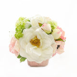Real Touch White Orlane Roses Poppies Hydrangeas Metal Arrangement - Flovery