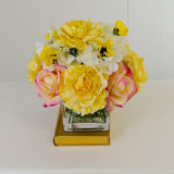 Real Touch Yellow Roses Carnation Hydrangeas Arrangement - Flovery