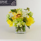 Real Touch Rose Hydrangea Cymbidium Orchid Arrangement