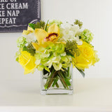 Real Touch Rose Hydrangea Cymbidium Orchid Arrangement - Flovery