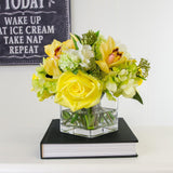 Real Touch Rose Hydrangea Cymbidium Orchid Arrangement - Flovery