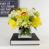 Real Touch Rose Hydrangea Cymbidium Orchid Arrangement - Flovery