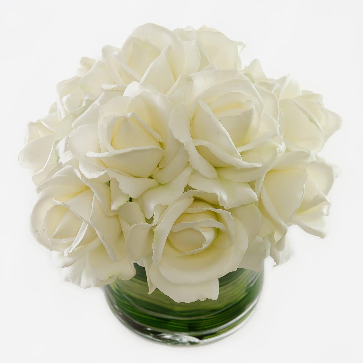 Medium White Real Touch Rose Arrangement - Flovery