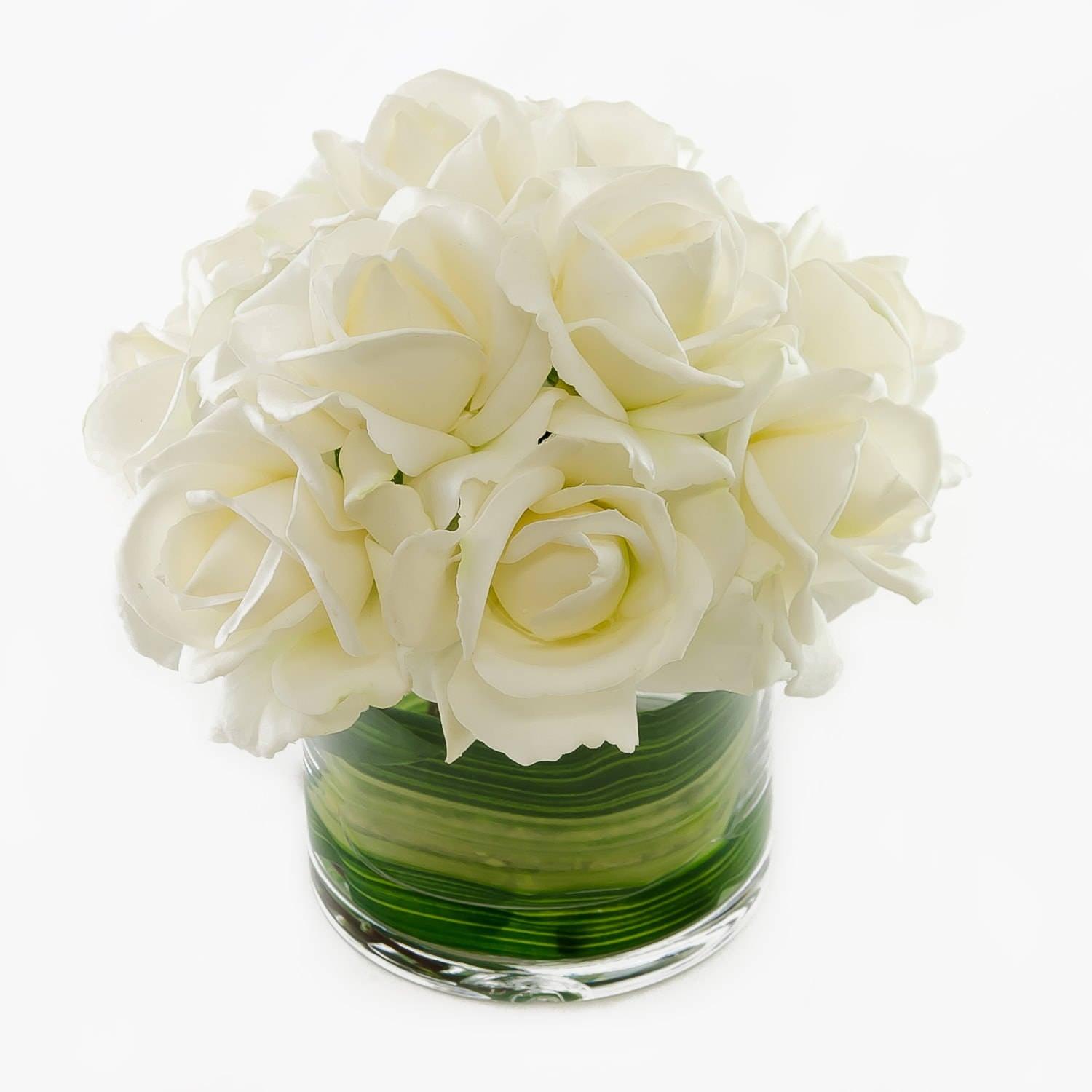 Medium White Real Touch Rose Arrangement - Flovery