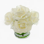 White Real Touch Rose Arrangement Cylinder Foliage - Flovery