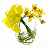 Large Yellow Real Touch Calla Lily Orchid Arrangement Half Moon - Flovery