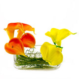 Real Touch Calla Lily Arrangement Yellow Orange - Flovery