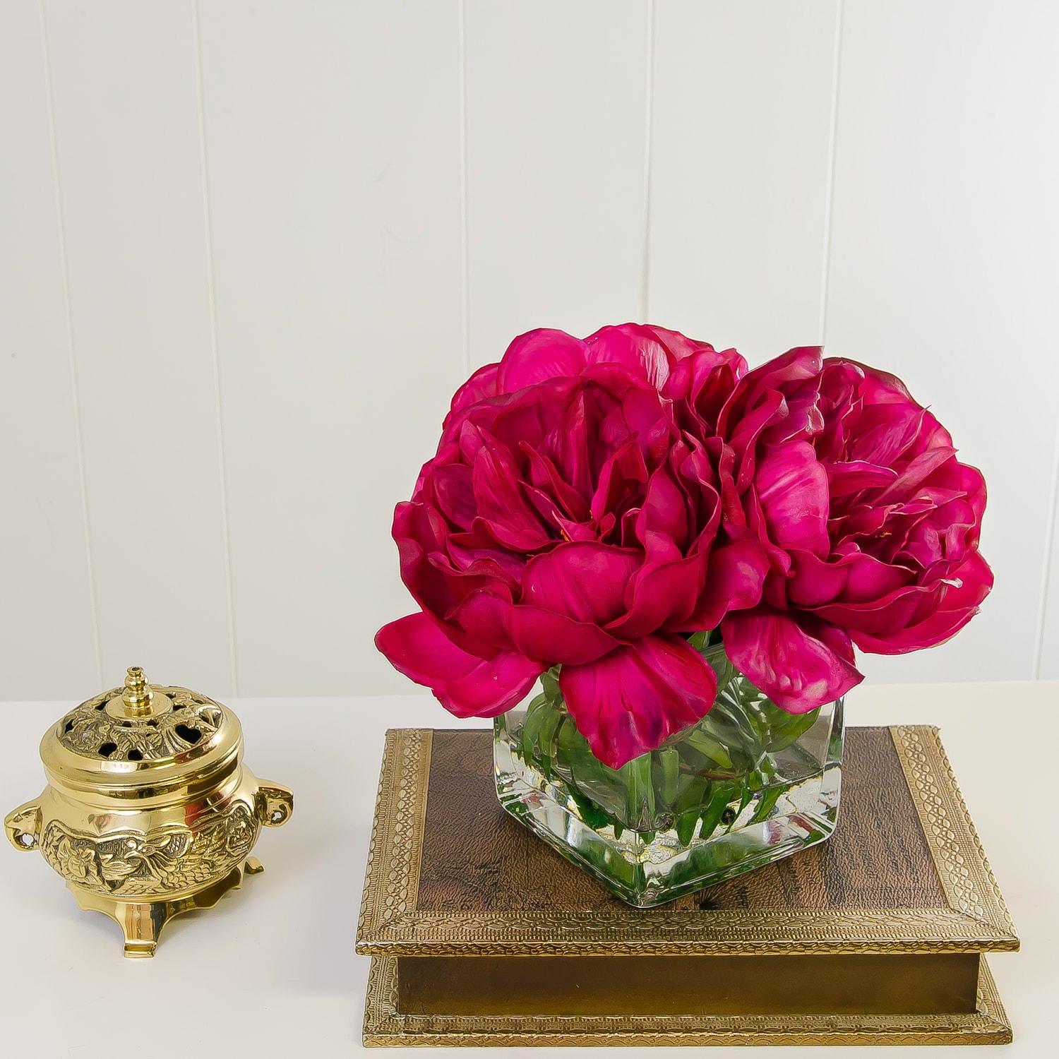 Large Real Touch Fuschia Peony Arrangement - Flovery