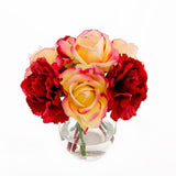 Real Touch Orange Yellow Roses Carnation Arrangement - Flovery