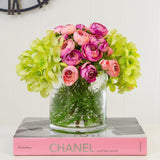 Real Touch Green Hydrangeas Pink Primeroses Arrangement - Flovery