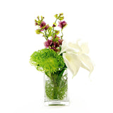 Real Touch White Calla Lilies Arrangement Green Purple - Flovery