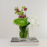 Real Touch White Calla Lilies Arrangement Green Purple - Flovery