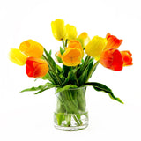 Large Real Touch Tulip Arrangement Yellow Red - Flovery