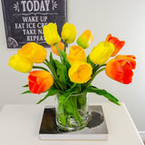 Large Real Touch Tulip Arrangement Yellow Red - Flovery