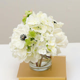 White Real Touch Rose Hydrangea Poppy Arrangement - Flovery