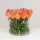 Real Touch Orange Tipped Pink Rose Arrangement - Flovery