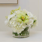 Large Real Touch White Hydrangeas Roses Orchid Arrangement - Flovery