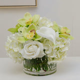 Large Real Touch White Hydrangeas Roses Orchid Arrangement - Flovery