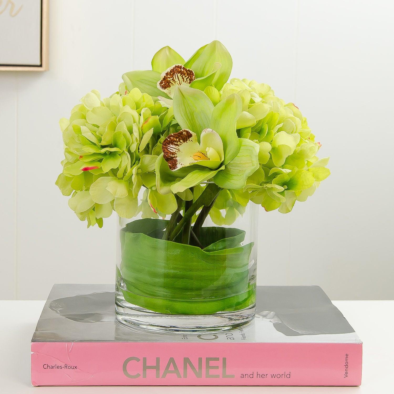 Real Touch Hydrangea Orchid Arrangement Green - Flovery