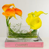Real Touch Calla Lily Arrangement Yellow Orange - Flovery