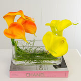 Real Touch Calla Lily Arrangement Yellow Orange - Flovery