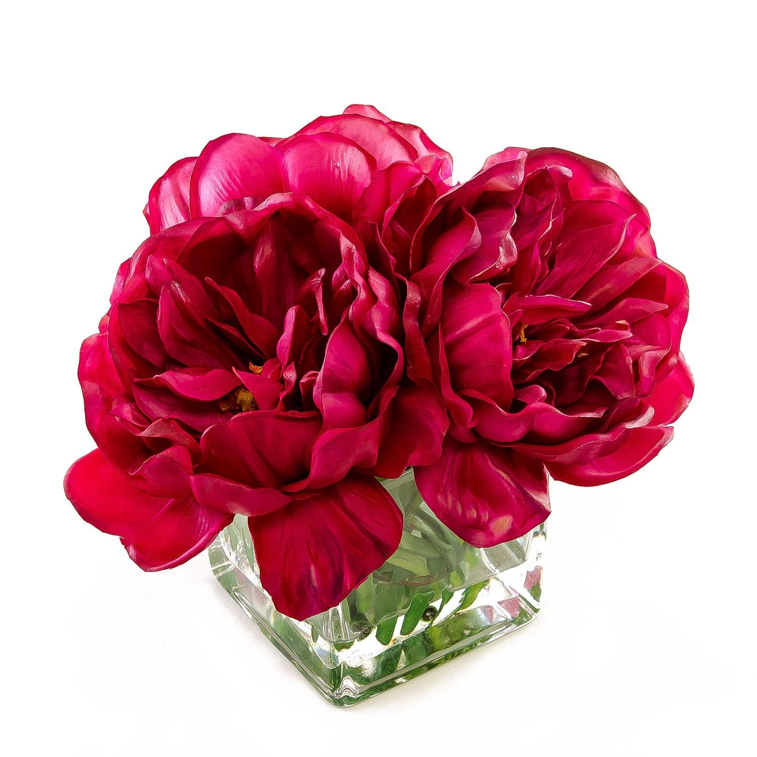 Large Real Touch Fuschia Peony Arrangement - Flovery