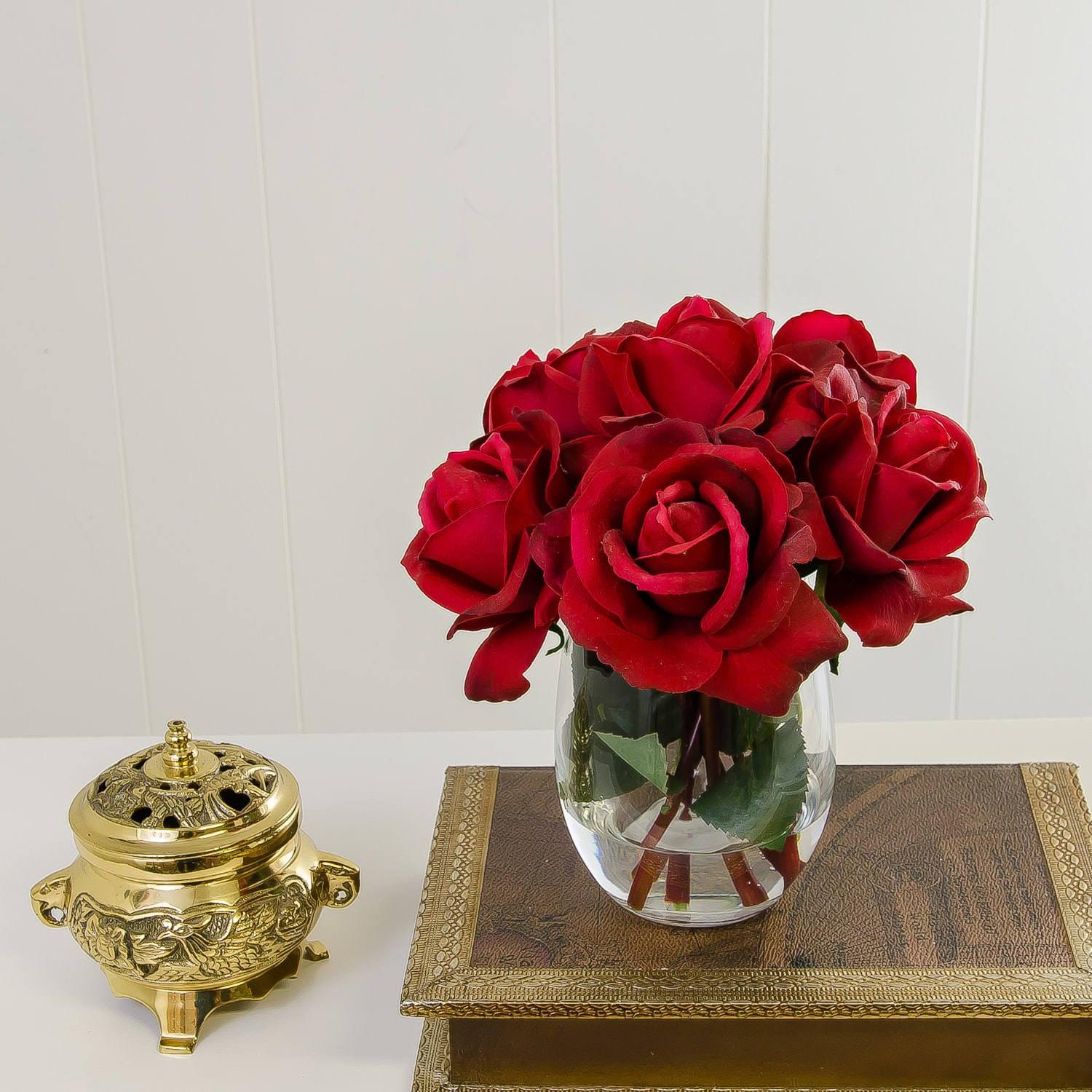 Real Touch Red Roses Arrangement - Flovery