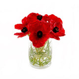 Real Touch Red Poppies Arrangement Cylinder - Flovery
