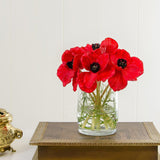 Real Touch Red Poppies Arrangement Cylinder - Flovery