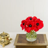Real Touch Red Poppies Arrangement Cylinder - Flovery