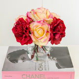Real Touch Orange Yellow Roses Carnation Arrangement - Flovery