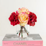 Real Touch Orange Yellow Roses Carnation Arrangement - Flovery