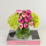 Real Touch Green Hydrangeas Pink Primeroses Arrangement - Flovery