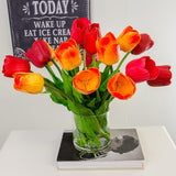 Large Real Touch Tulip Arrangement Red Orange - Flovery