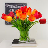 Large Real Touch Tulip Arrangement Red Orange - Flovery