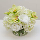 Large Real Touch White Hydrangeas Roses Orchid Arrangement - Flovery