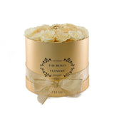 Medium Round Gold Box White Gold Roses - Flovery