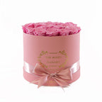 Medium Round Pink Box Pink Roses - Flovery