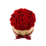 Medium Round Gold Box Red Roses - Flovery