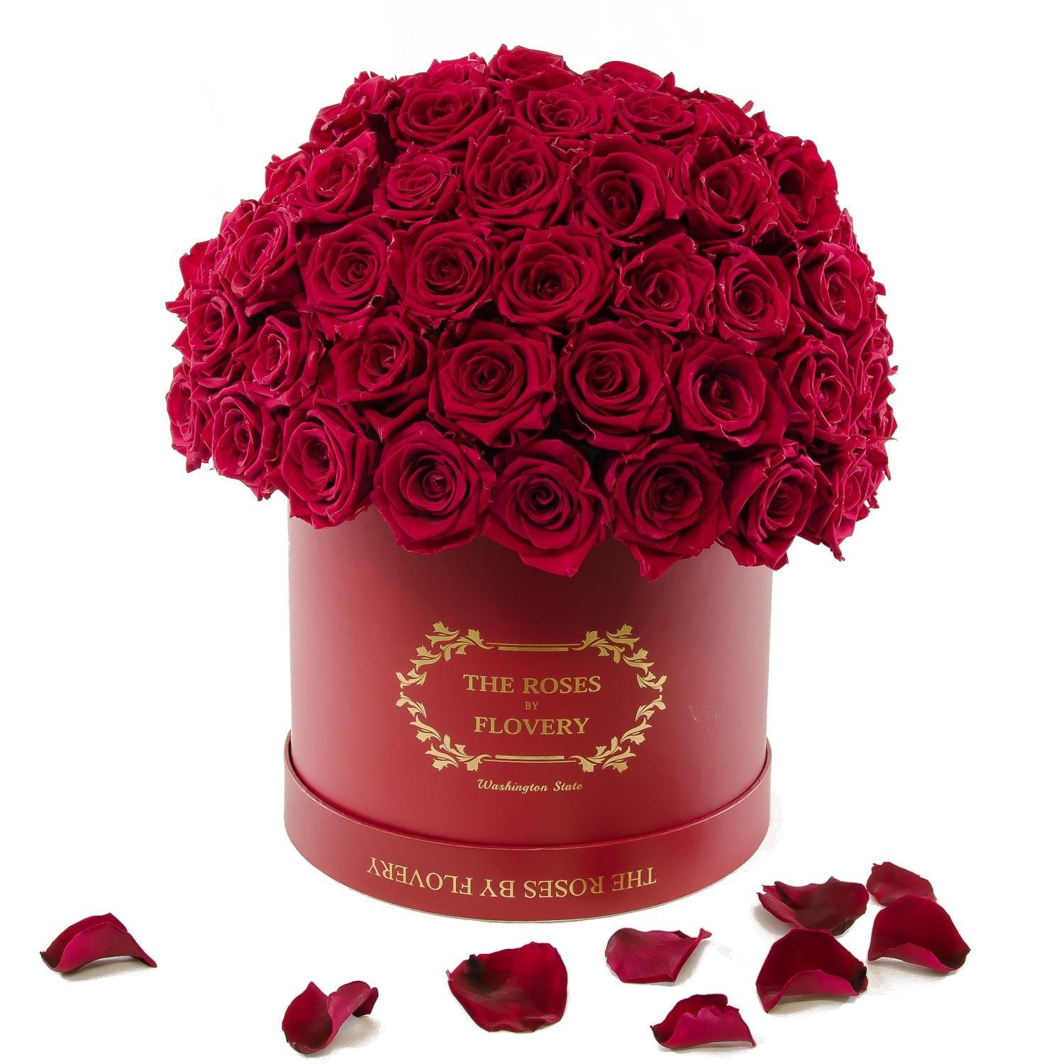 Dome 120 Red Roses Red Box - Flovery Main image