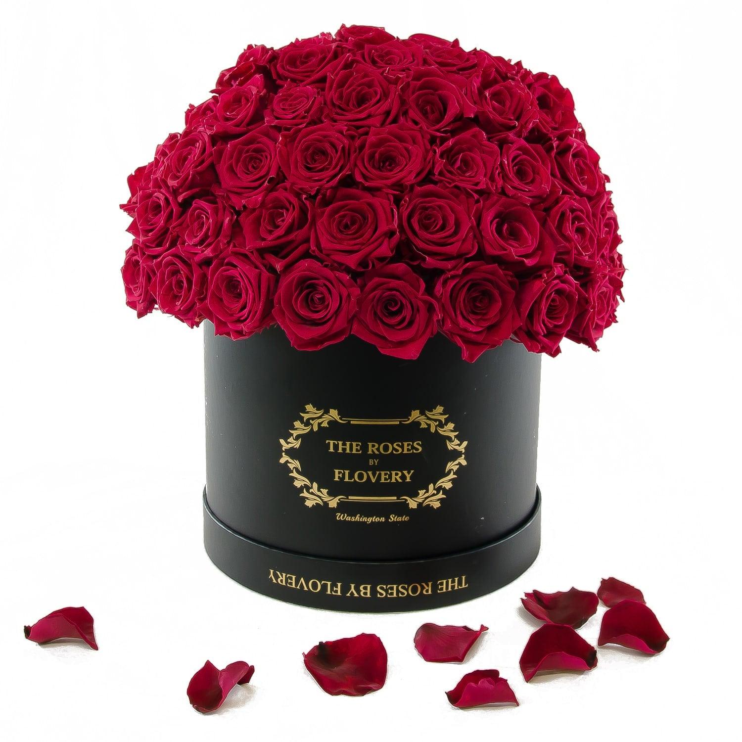 Dome 120 Red Roses Black Box - Flovery Main image