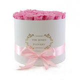 Medium Round White Box Pink Roses