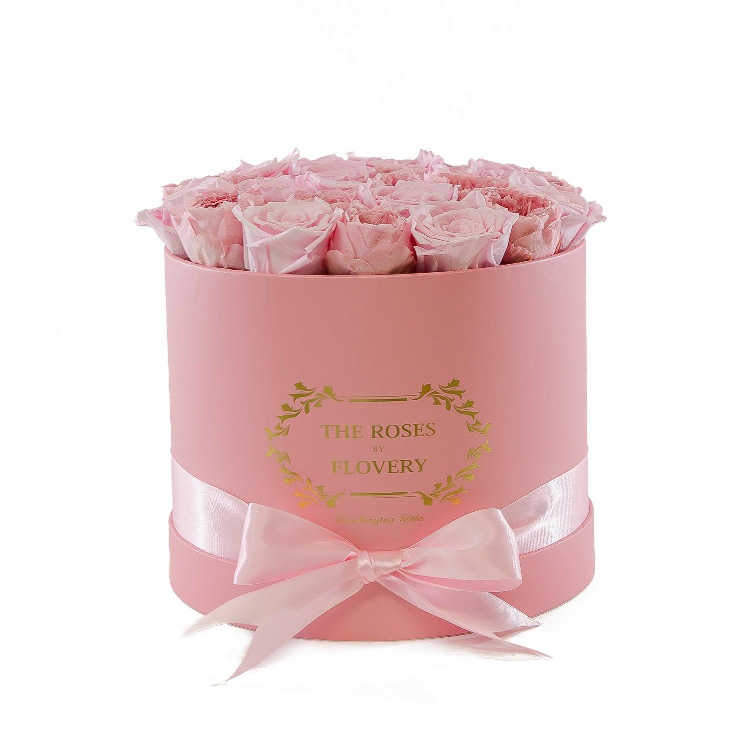 Medium Round Pink Box Pink Rose - Flovery