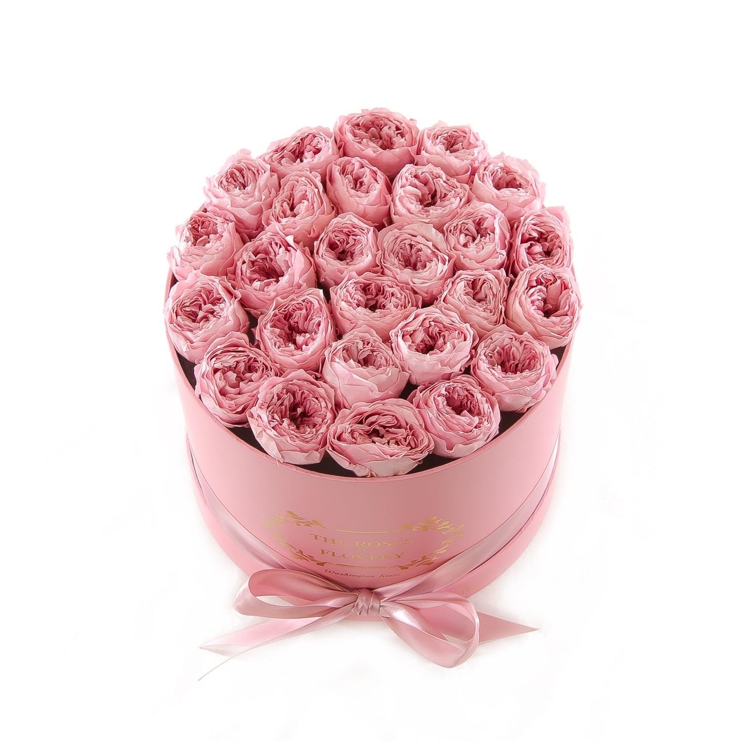 Medium Round Pink Box Pink Roses Secondary image