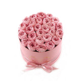 Medium Round Pink Box Pink Roses - Flovery