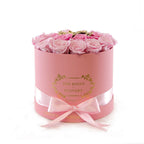 Medium Round Pink Box Dark Light Pink Gold Roses - Flovery